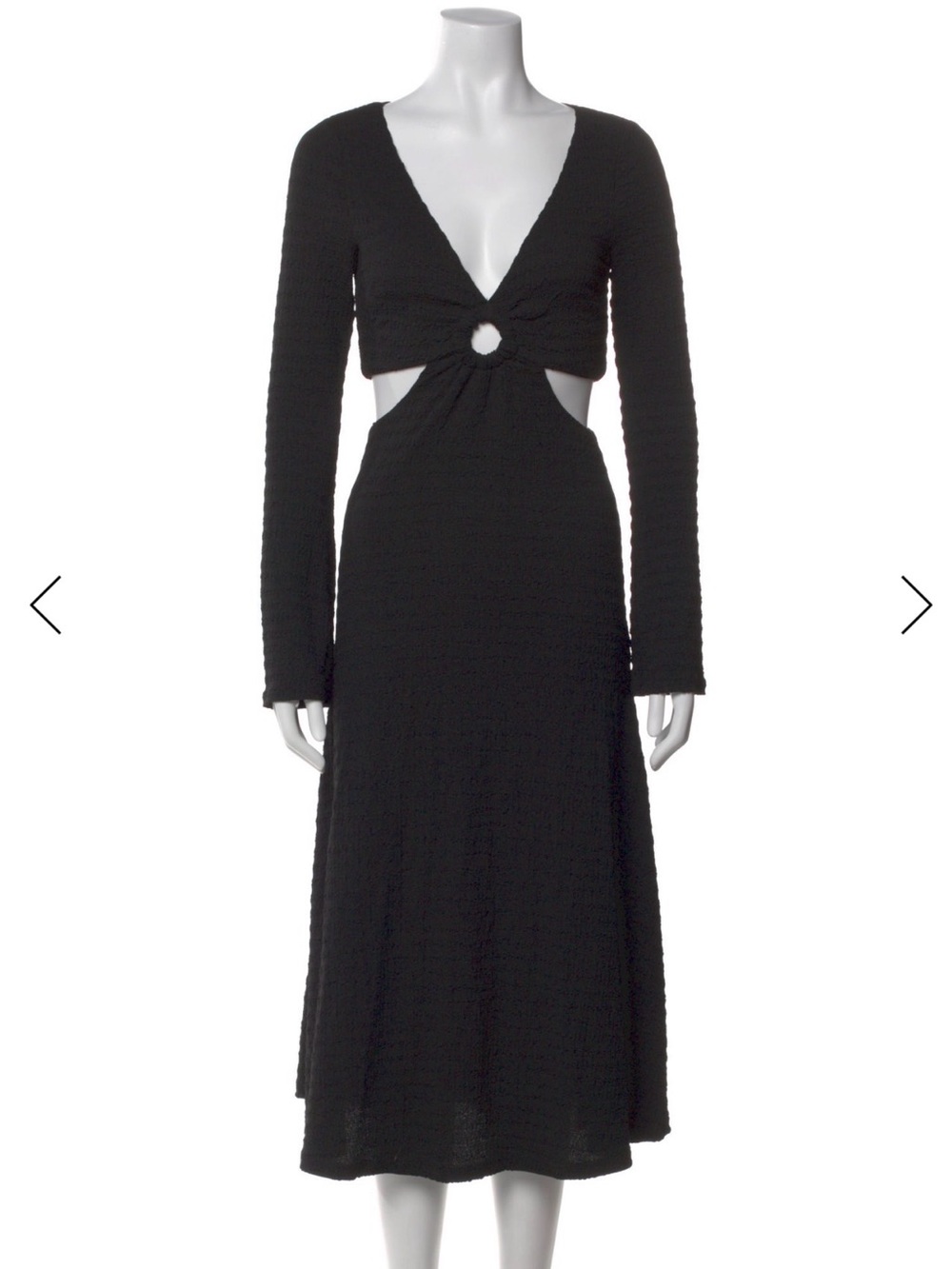Likely Black Long-Sleeve Cutout Midi Dress
